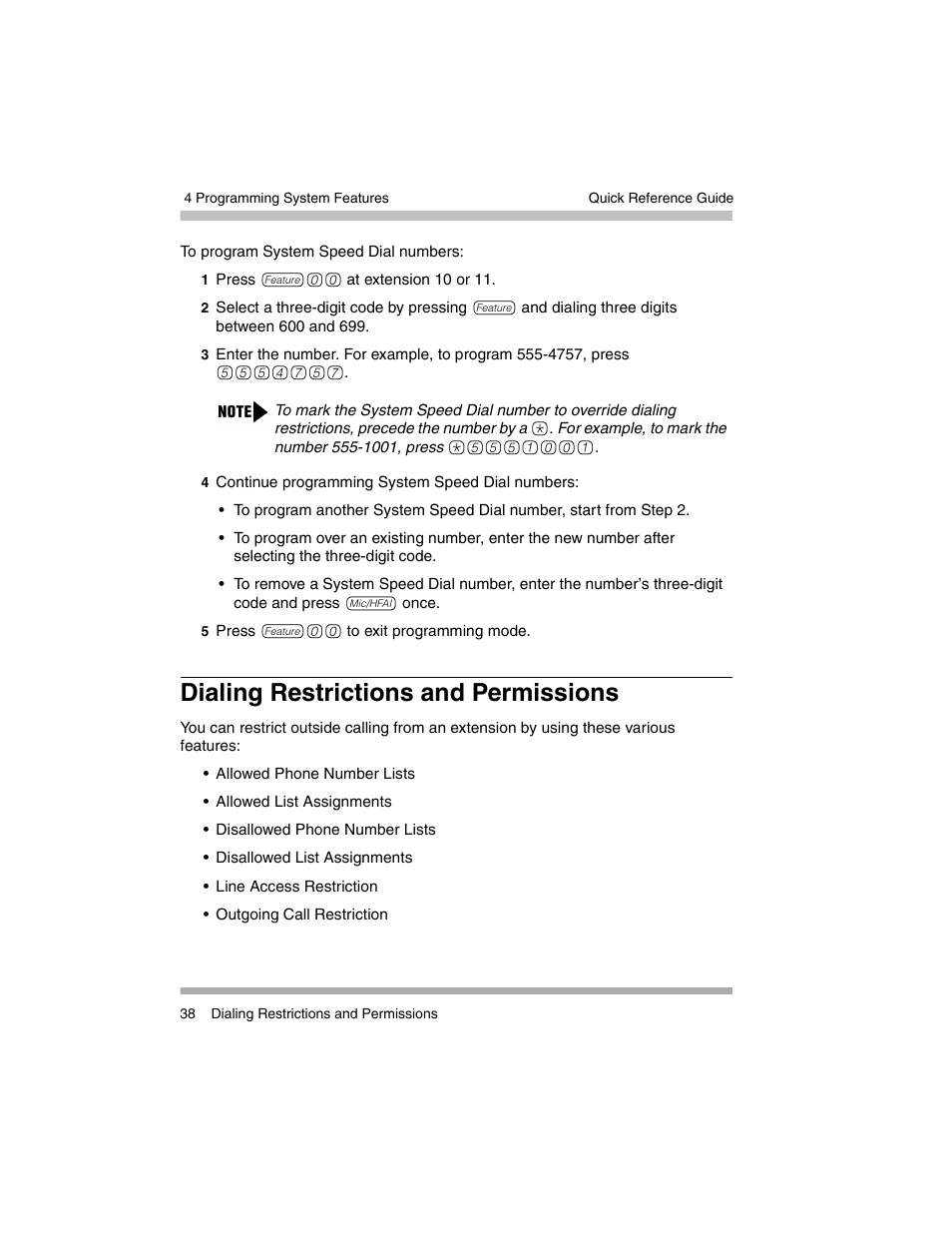 Dialing restrictions and permissions | Avaya PARTNER-18D User Manual | Page 48 / 106