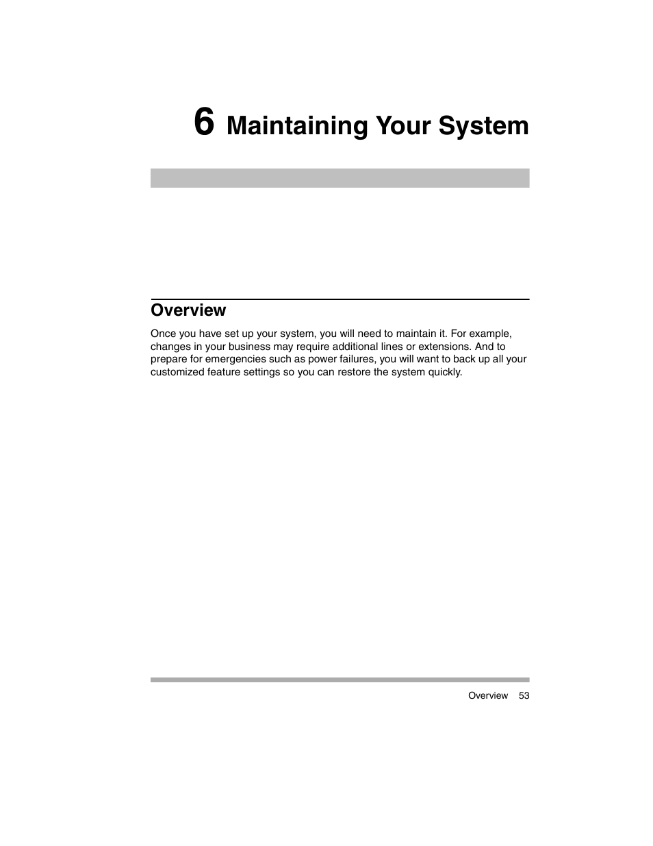 6 maintaining your system, Overview, Maintaining your system | Avaya PARTNER-18D User Manual | Page 63 / 106