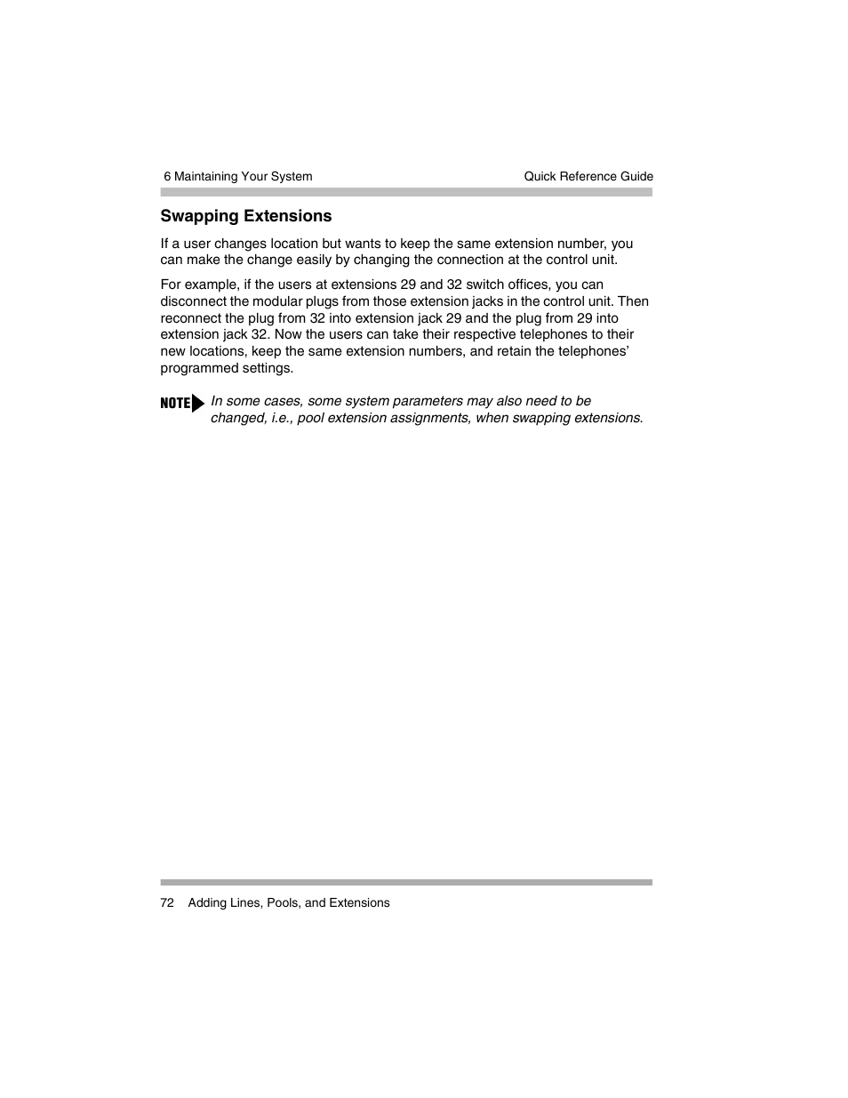Swapping extensions | Avaya PARTNER-18D User Manual | Page 82 / 106