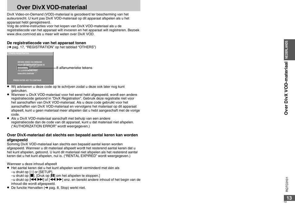 Over divx vod-materiaal | Panasonic DVDS325 User Manual | Page 13 / 76