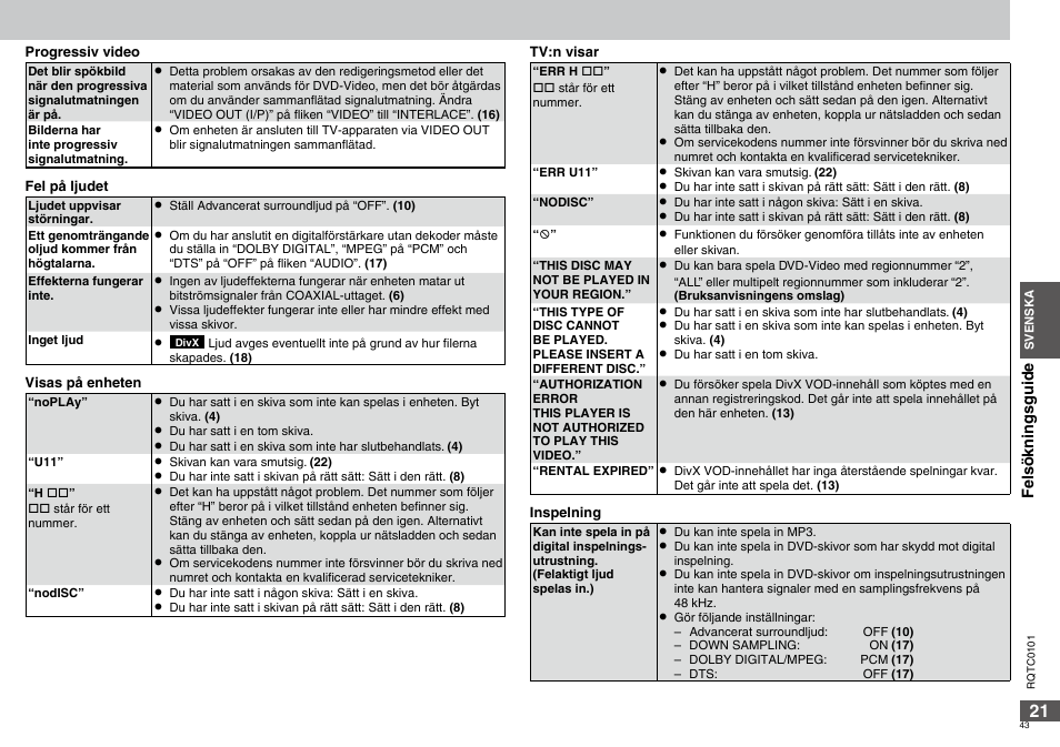 Panasonic DVDS325 User Manual | Page 43 / 76