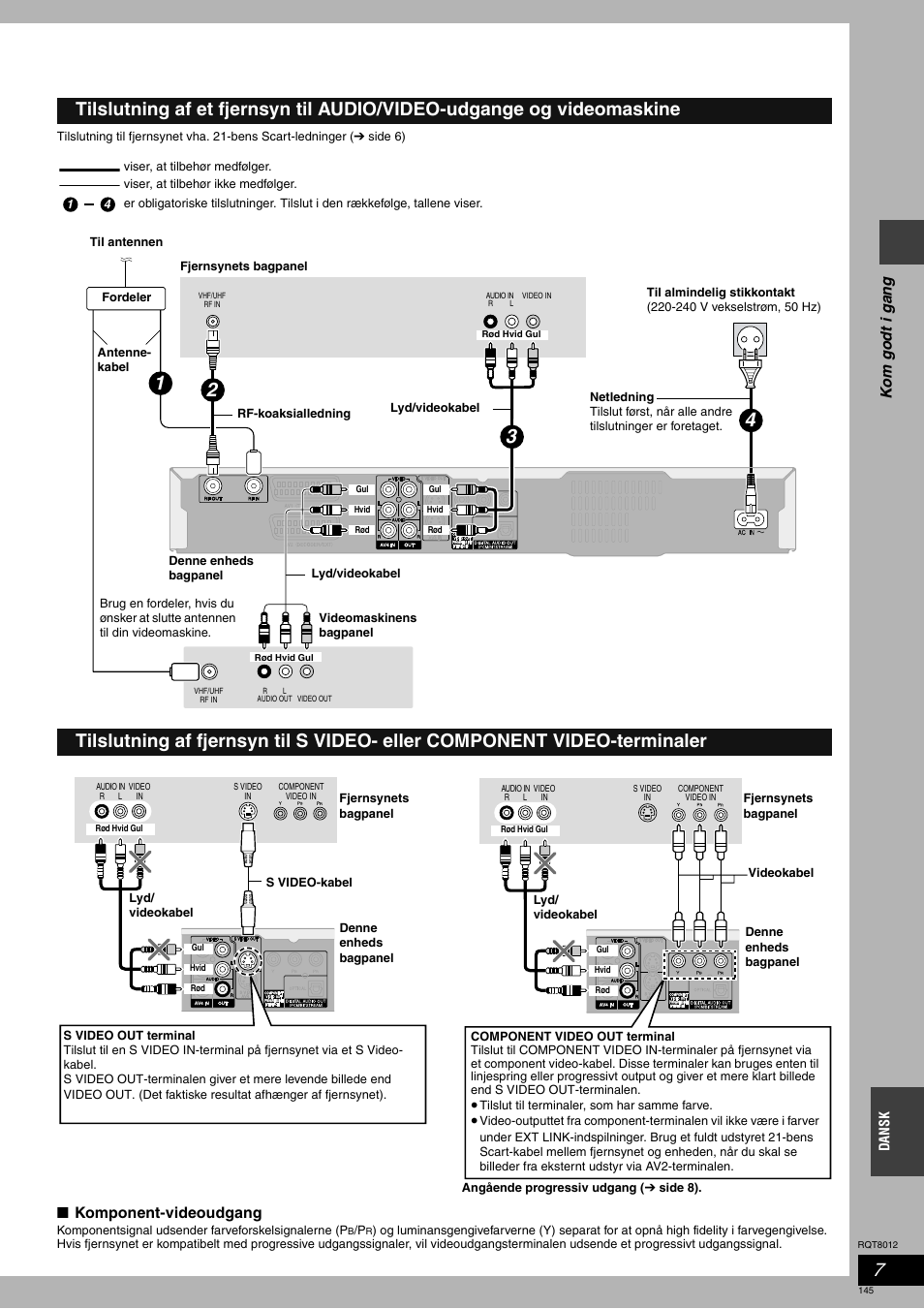 Kom godt i ga ng, Komponent-videoudgang | Panasonic DMRES10 User Manual | Page 145 / 156