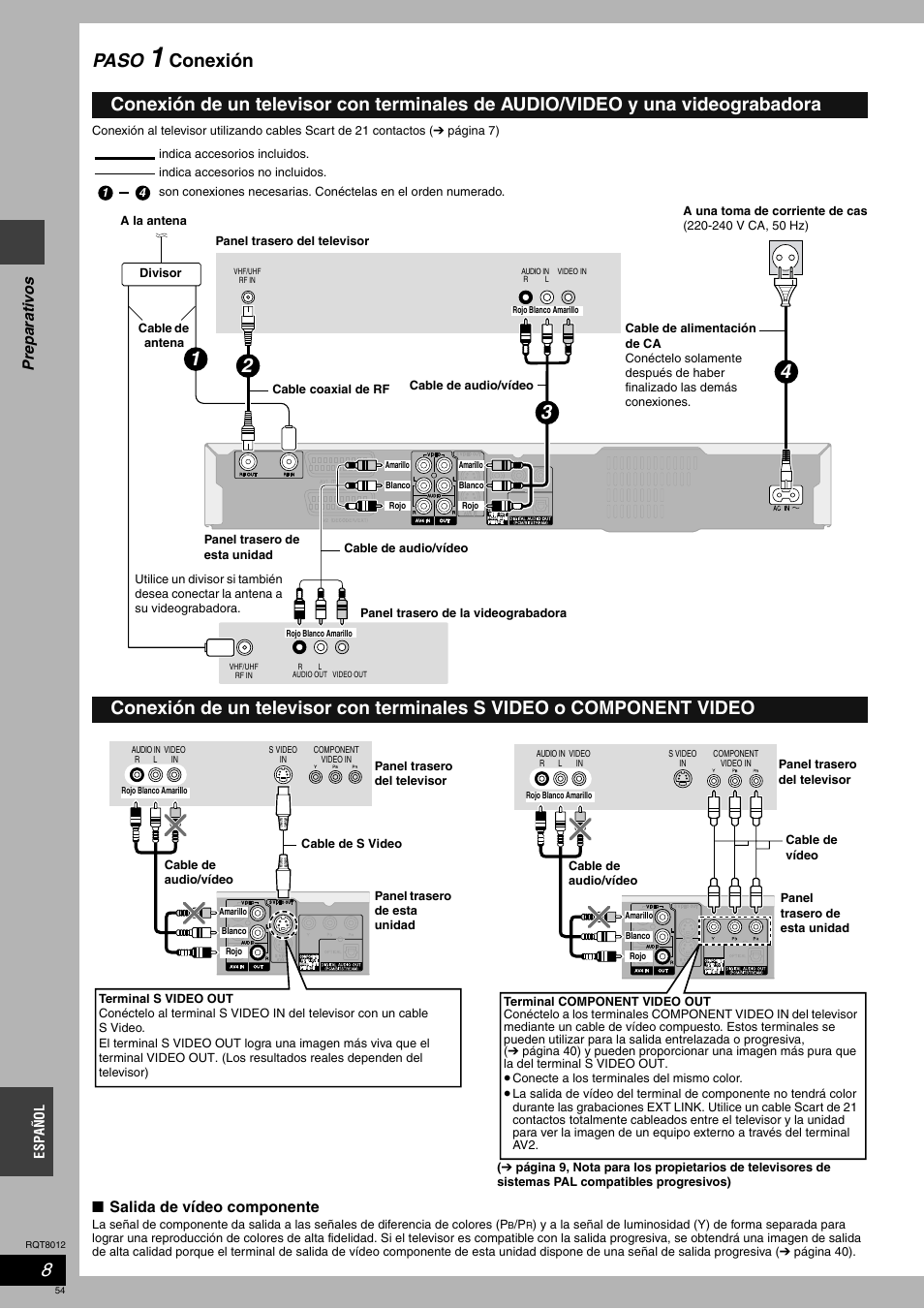 Paso, Conexión | Panasonic DMRES10 User Manual | Page 54 / 156