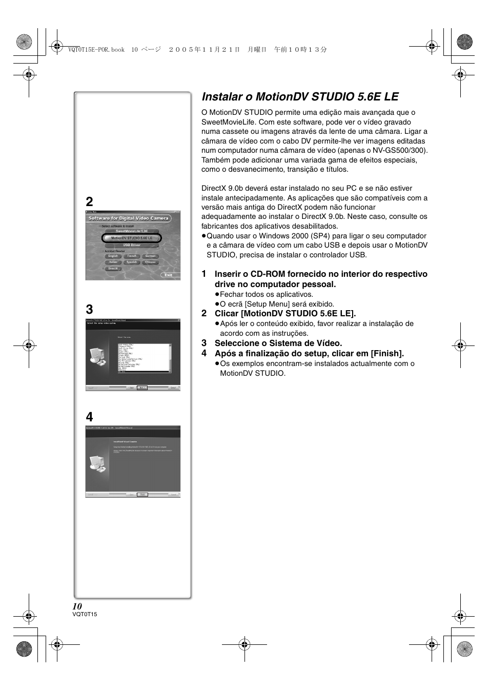 Instalar o motiondv studio 5.6e le | Panasonic NVGS37E User Manual | Page 10 / 76