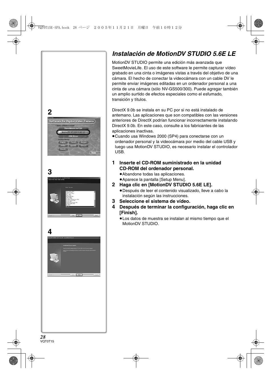 Instalación de motiondv studio 5.6e le | Panasonic NVGS37E User Manual | Page 28 / 76
