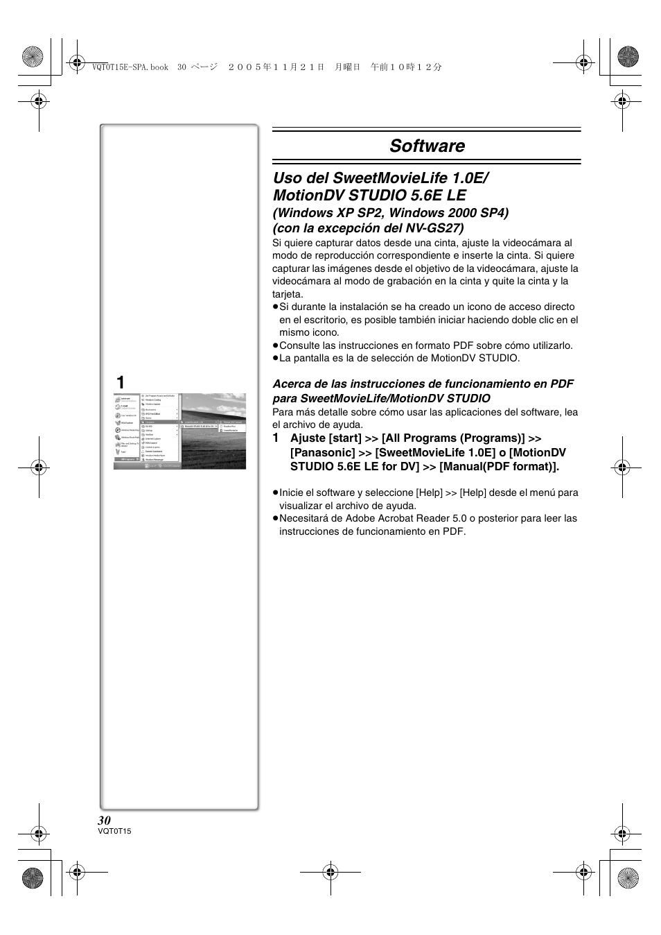 Software | Panasonic NVGS37E User Manual | Page 30 / 76