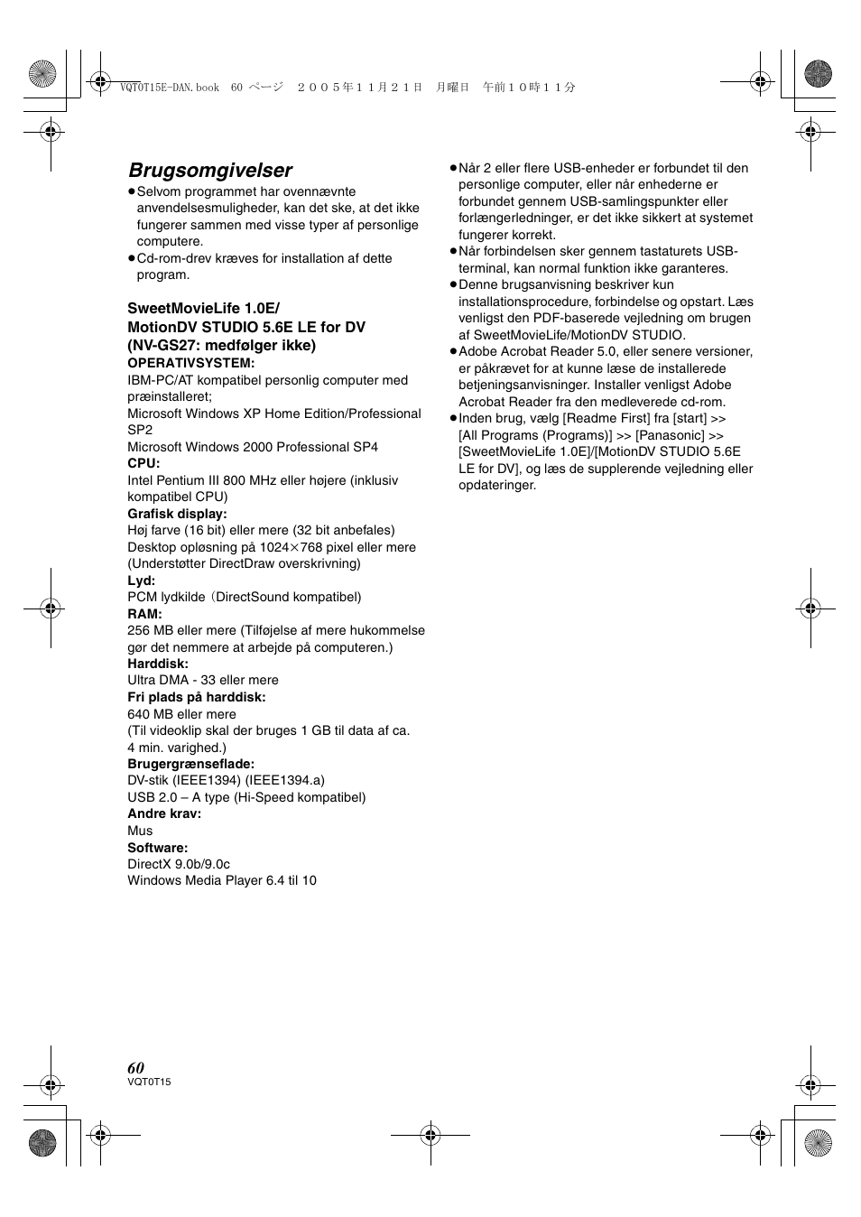Brugsomgivelser | Panasonic NVGS37E User Manual | Page 60 / 76
