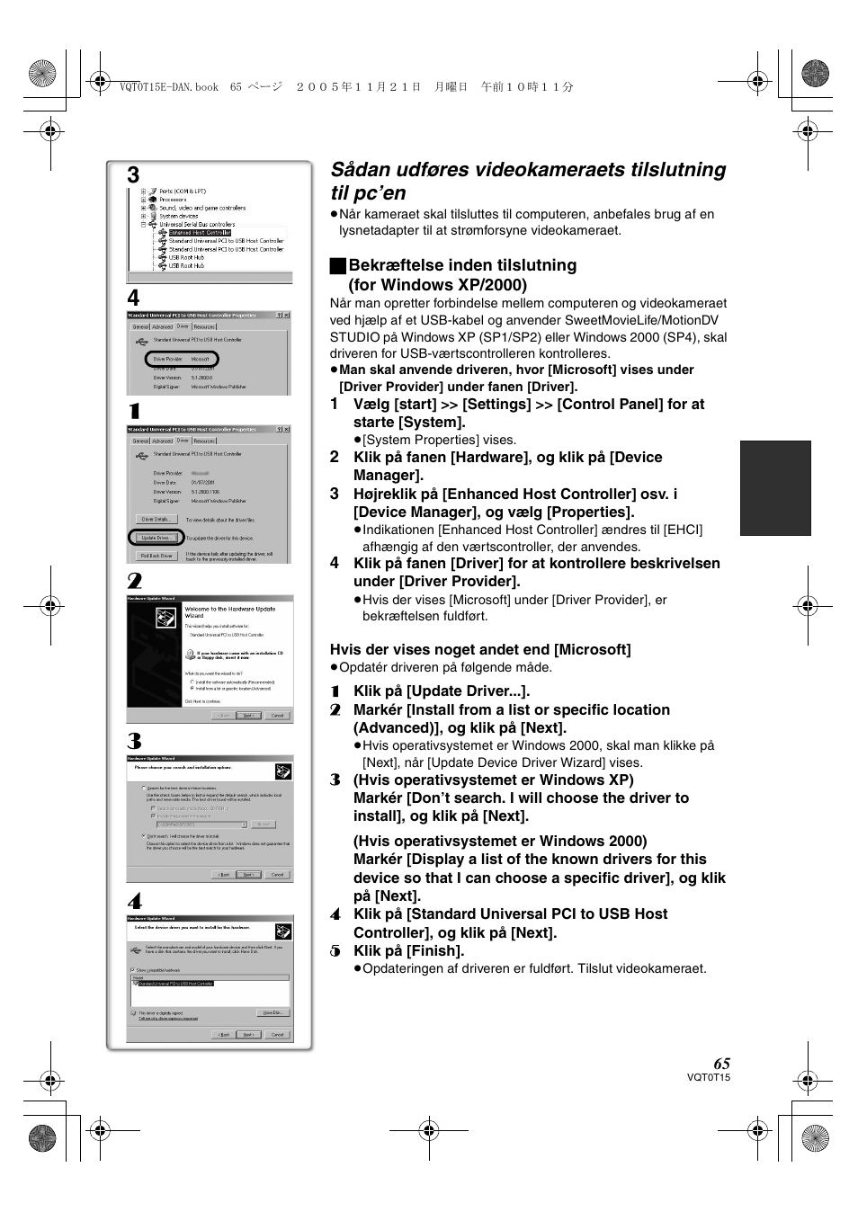 Sådan udføres videokameraets tilslutning til pc’en | Panasonic NVGS37E User Manual | Page 65 / 76