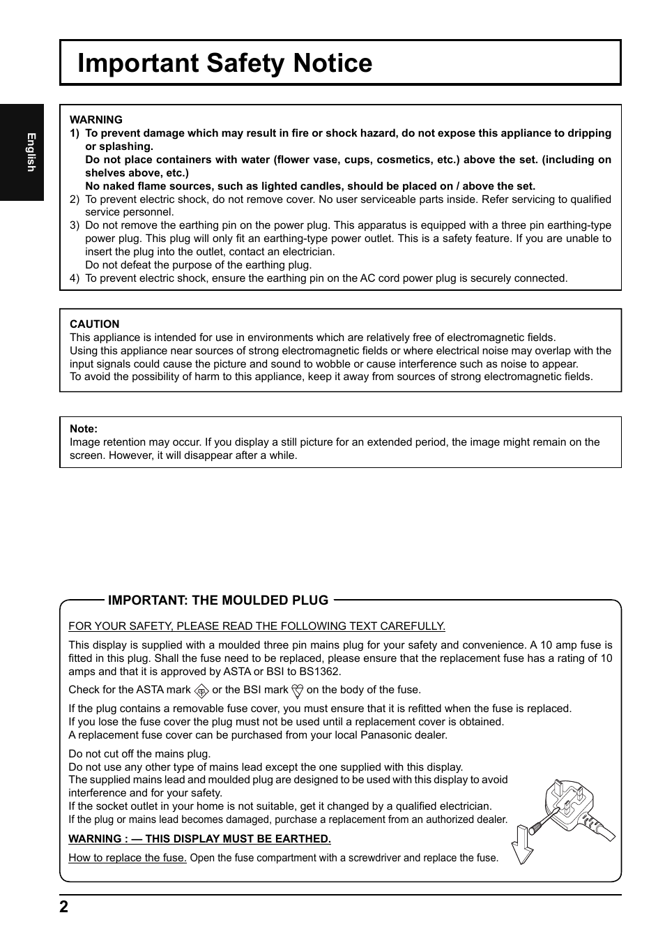 Important safety notice | Panasonic TH80LFB70E User Manual | Page 2 / 32