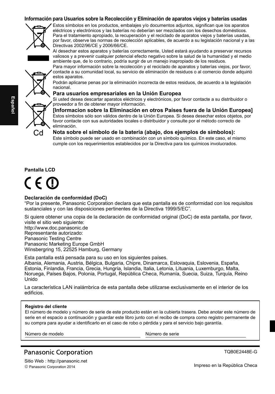 Panasonic TH80LFB70E User Manual | Page 32 / 32