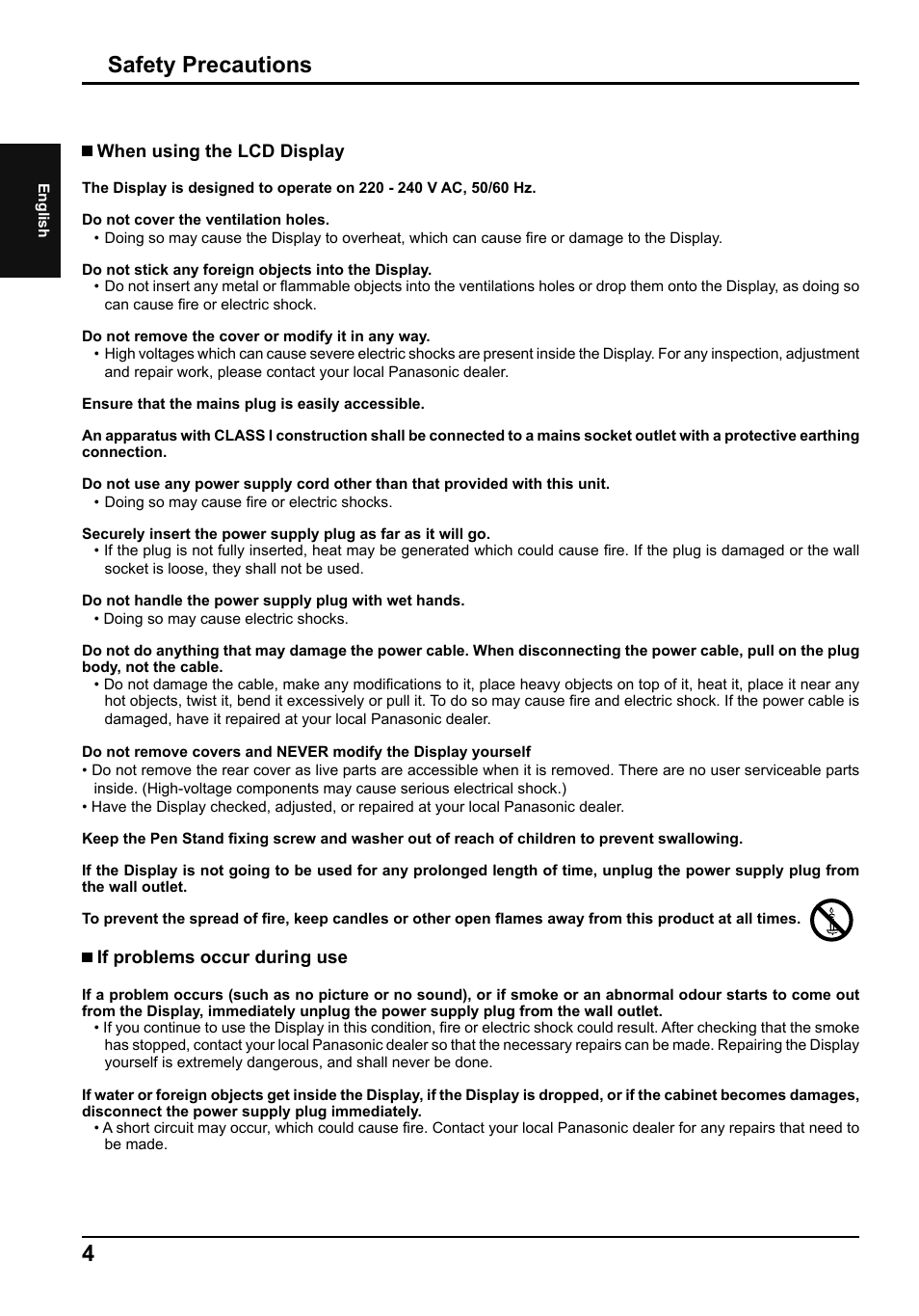 Safety precautions | Panasonic TH80LFB70E User Manual | Page 4 / 32