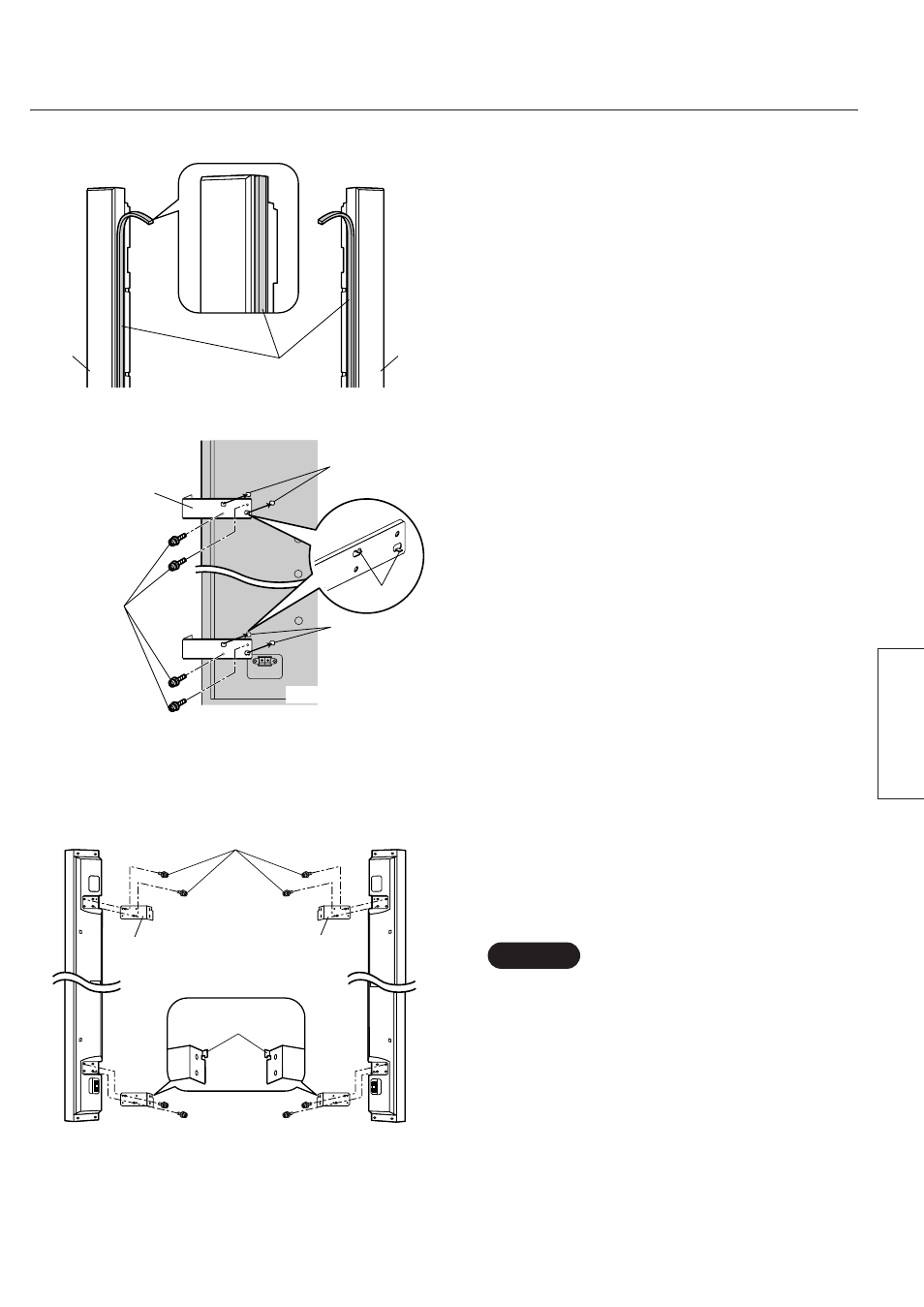 Installation, Montez les supports b sur les enceintes, Montez les supports a sur l’écran à plasma | Fixez les éponges sur les enceintes, Français, Quatre supports b:gauche, droite, haut et bas), Quatre supports a:gauche, droite, haut et bas) | Panasonic TYSP65P7WK User Manual | Page 15 / 28