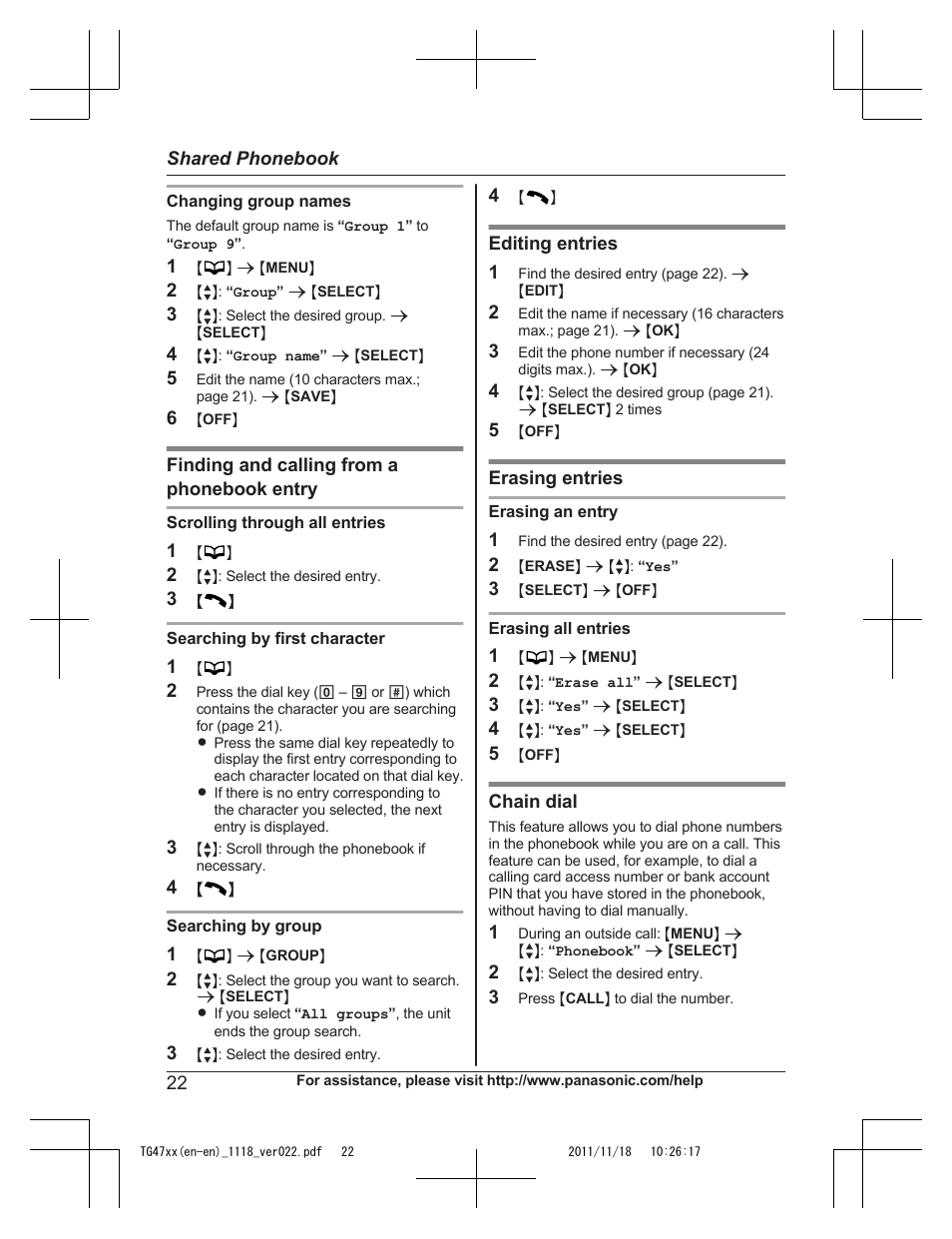 Panasonic KXTG4753 User Manual | Page 22 / 64