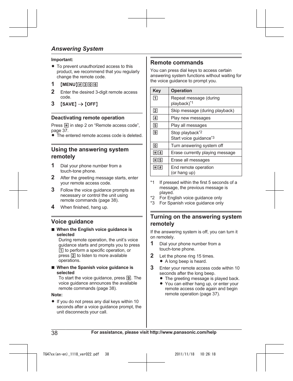 Panasonic KXTG4753 User Manual | Page 38 / 64