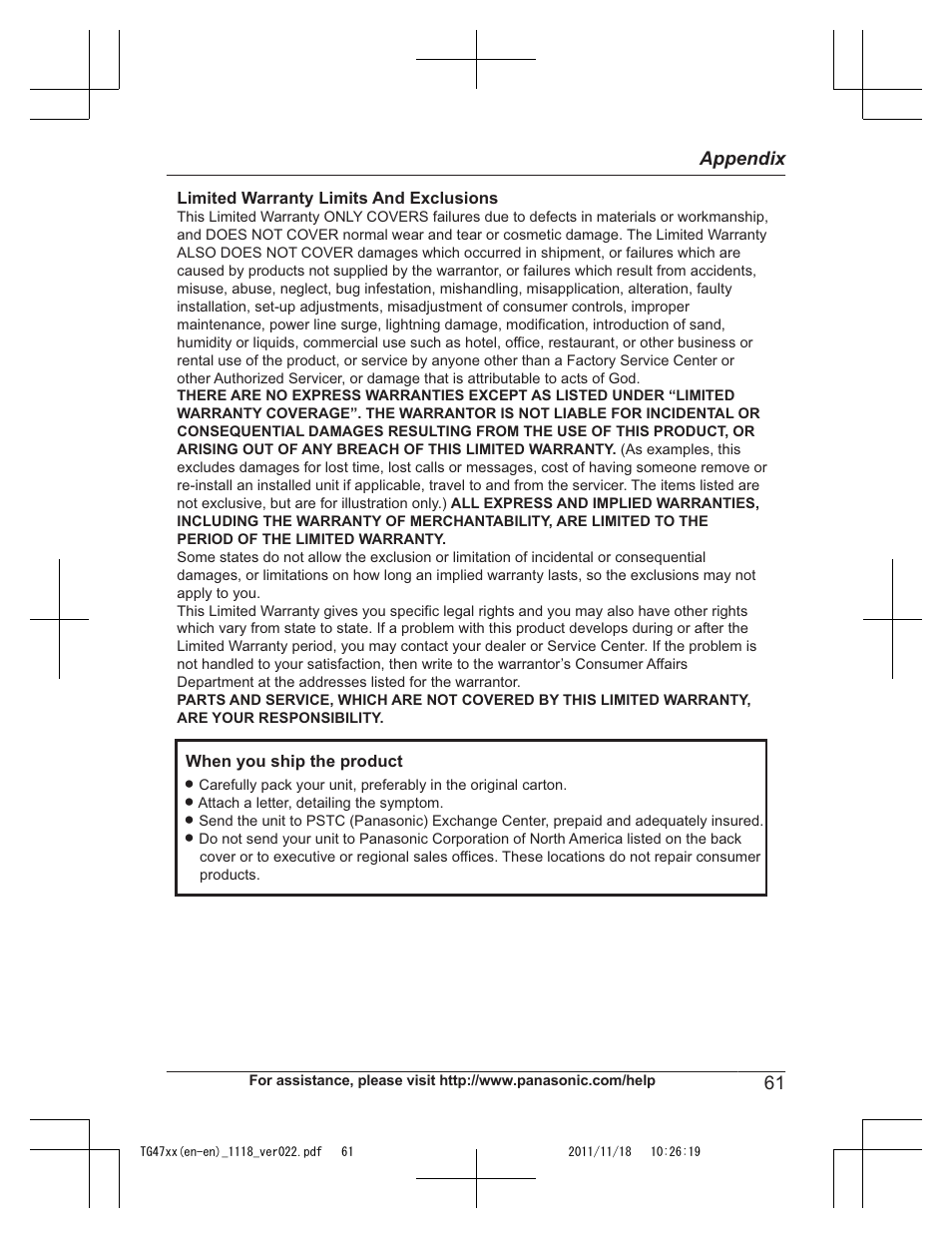 Panasonic KXTG4753 User Manual | Page 61 / 64