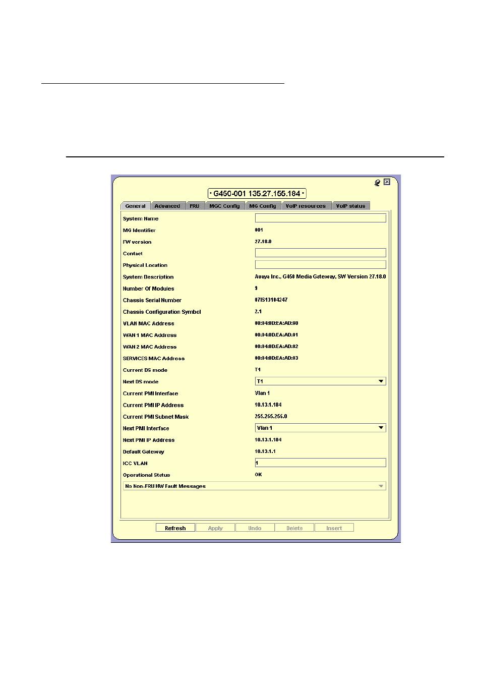 Device configuration - general tab | Avaya Media Gateway G250 User Manual | Page 36 / 305