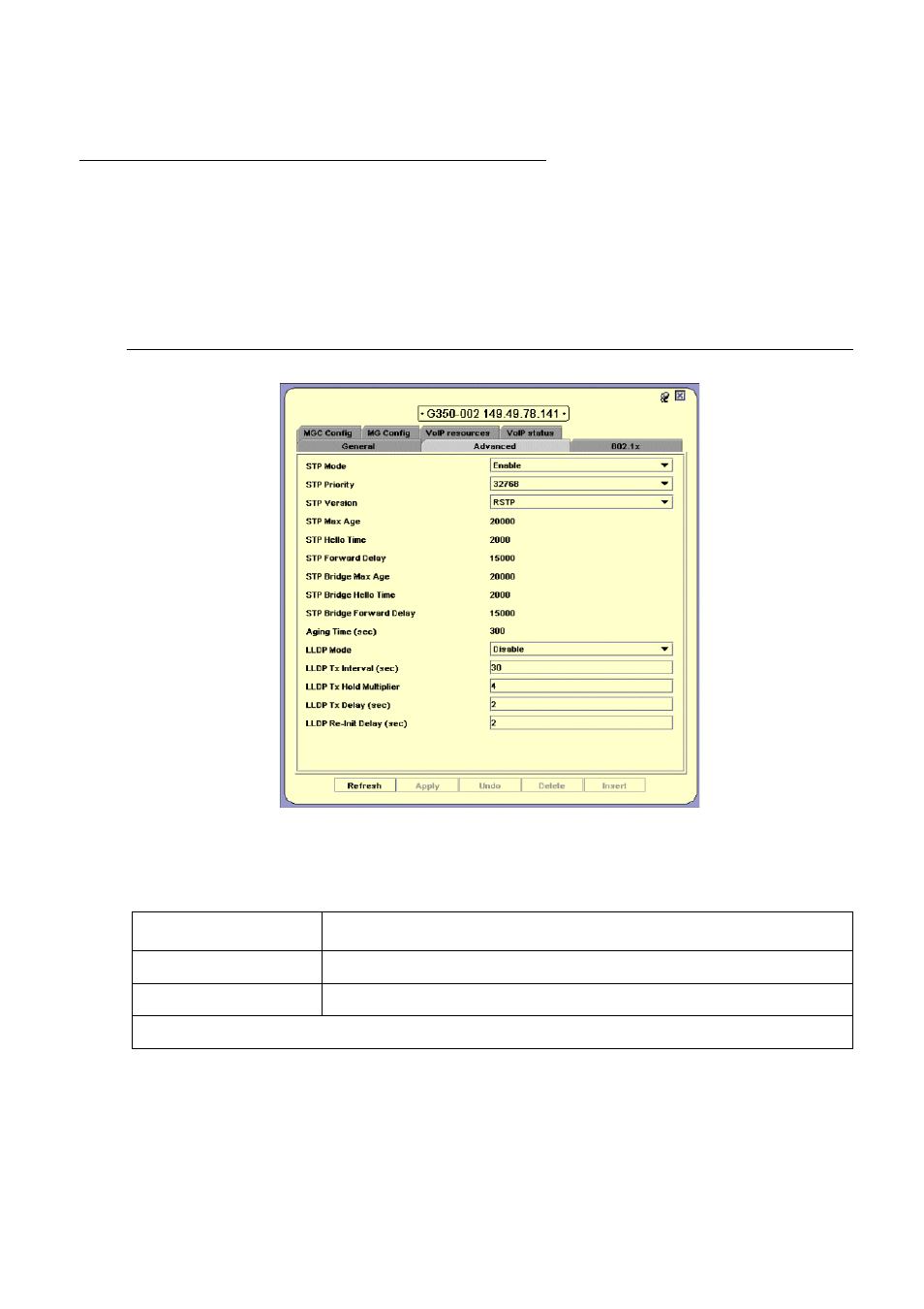 Device configuration - advanced tab | Avaya Media Gateway G250 User Manual | Page 39 / 305