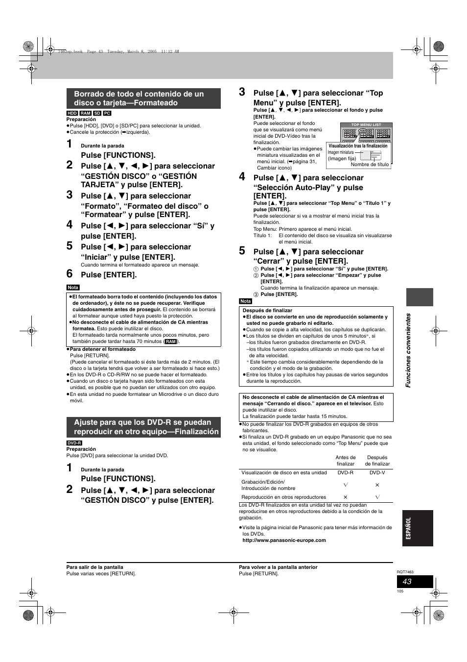 Panasonic DMRE95H User Manual | Page 105 / 124
