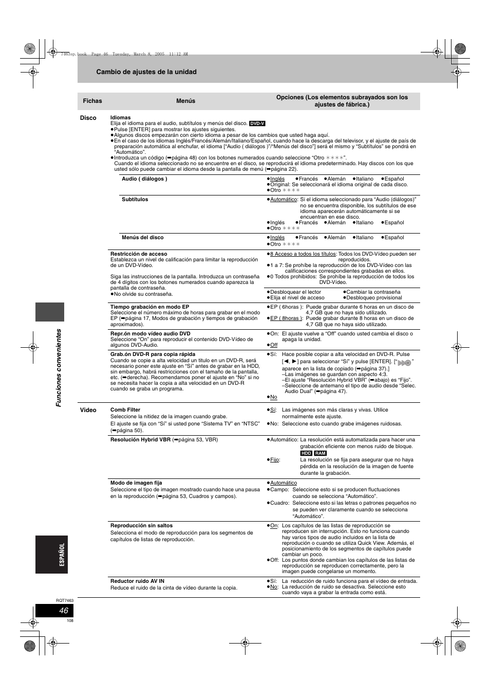 Panasonic DMRE95H User Manual | Page 108 / 124