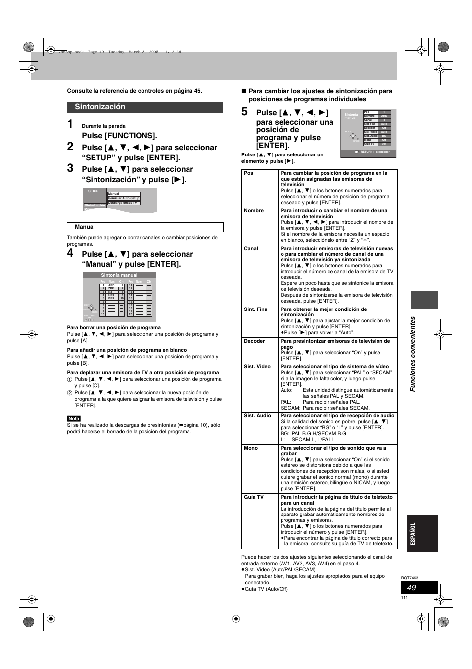 Pulse [functions, Sintonización | Panasonic DMRE95H User Manual | Page 111 / 124
