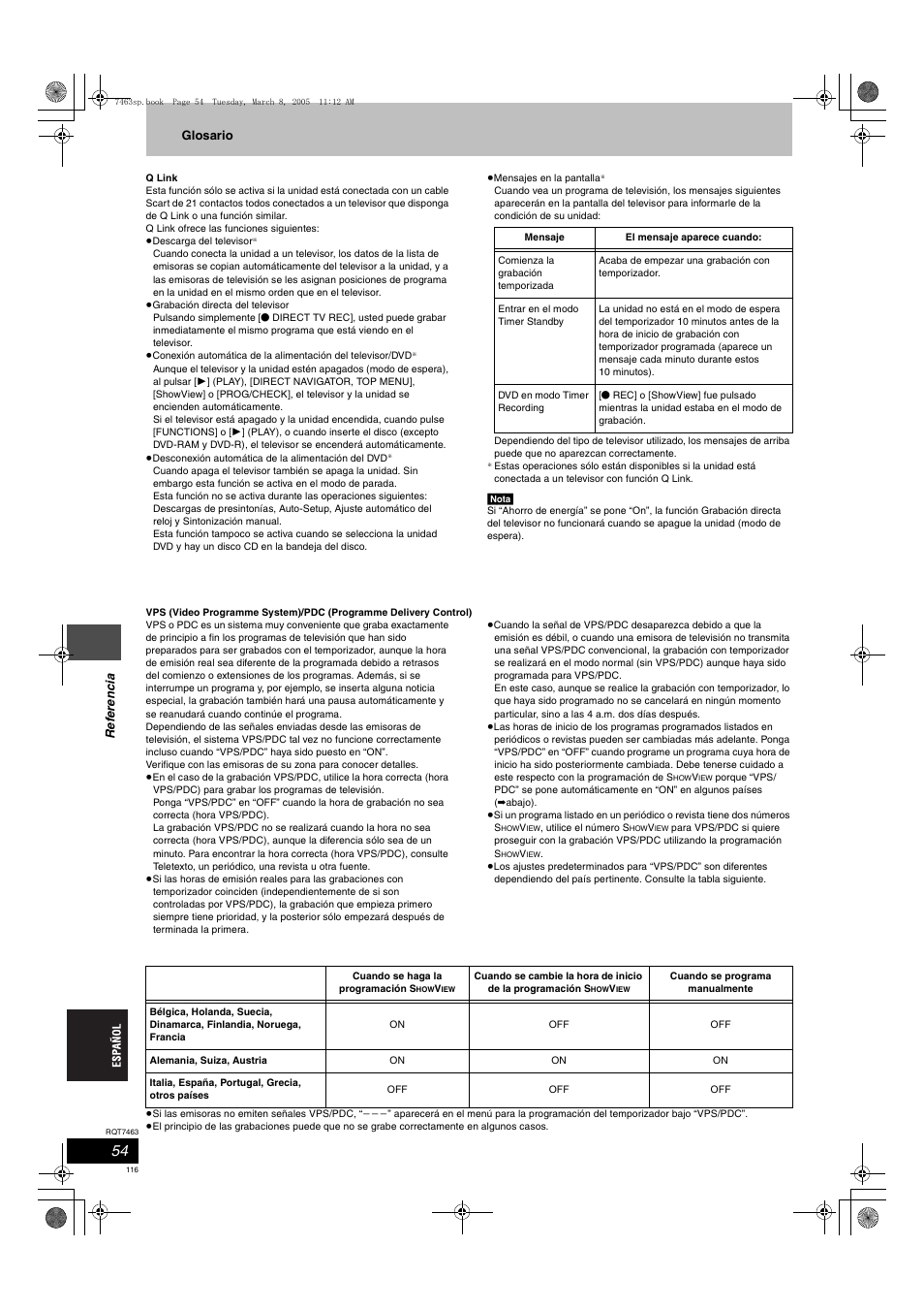 Panasonic DMRE95H User Manual | Page 116 / 124