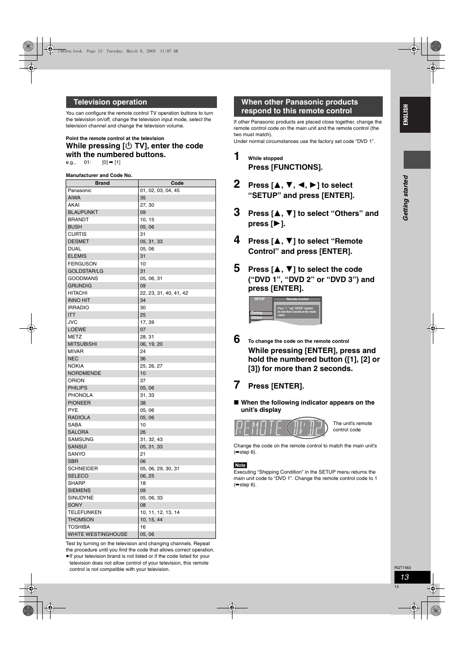 Press [functions, Press [ 3 , 4 ] to select “others” and press [ 1, Press [enter | Television operation | Panasonic DMRE95H User Manual | Page 13 / 124