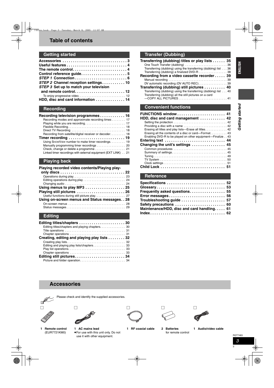 Panasonic DMRE95H User Manual | Page 3 / 124