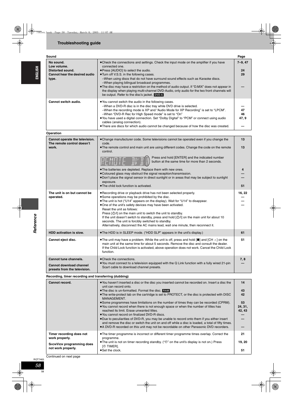 Panasonic DMRE95H User Manual | Page 58 / 124