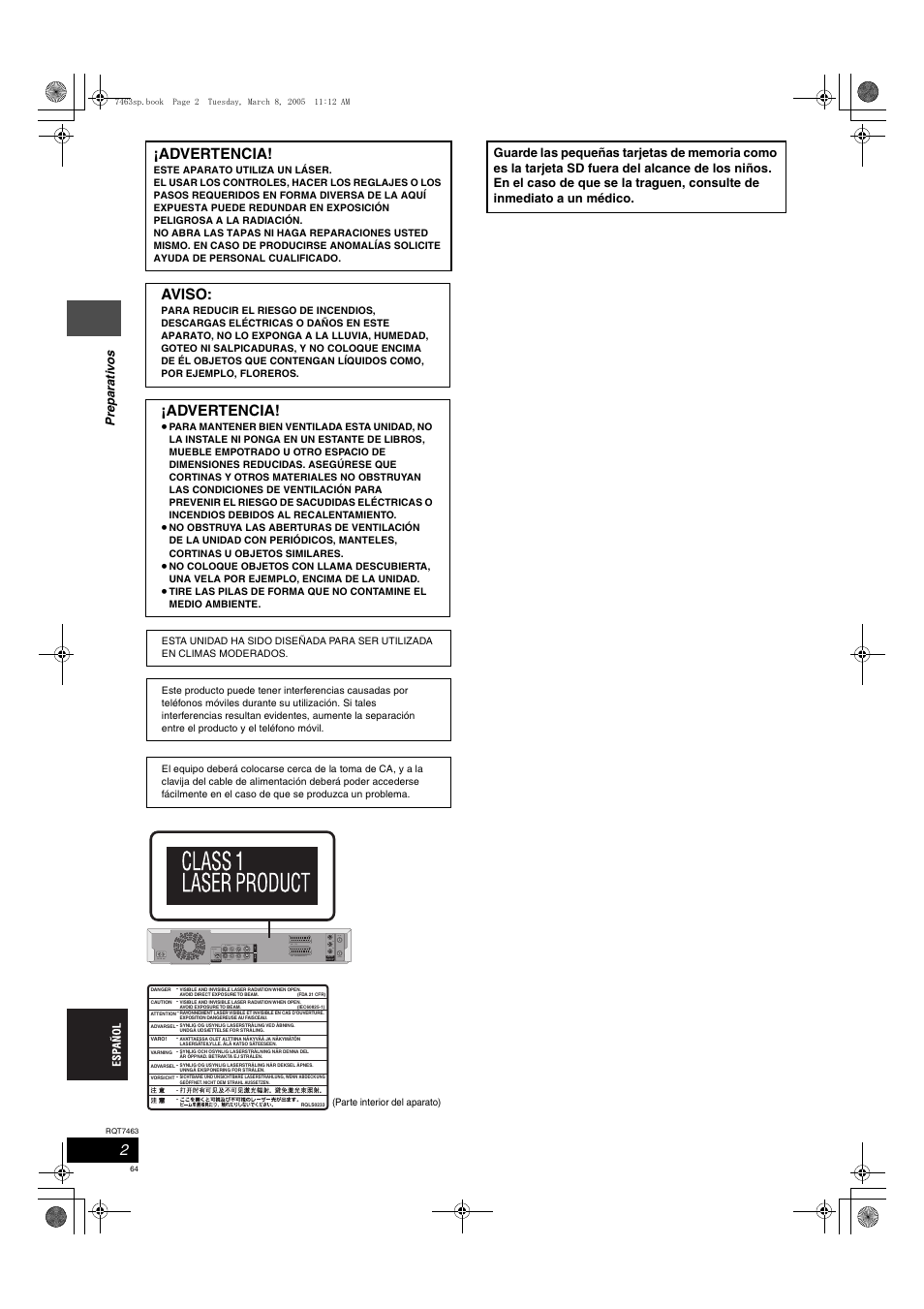 Advertencia, Aviso, Prep a rat iv o s | Panasonic DMRE95H User Manual | Page 64 / 124