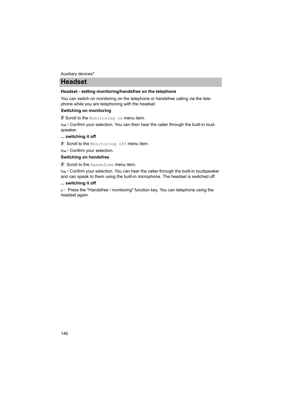 P. 146), Headset | Avaya T3 (IP) Comfort User Manual | Page 146 / 172