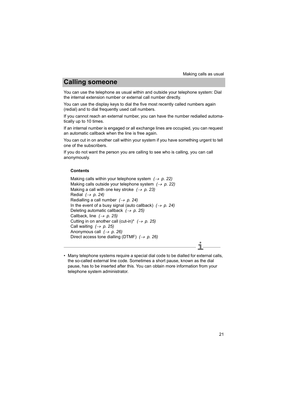 Calling someone | Avaya T3 (IP) Comfort User Manual | Page 21 / 172