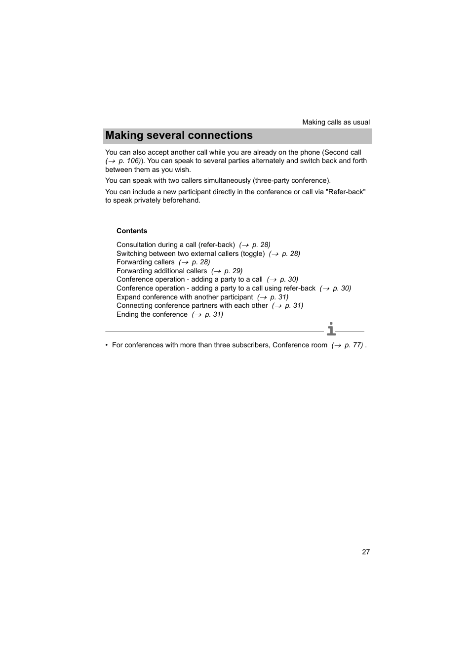 Making several connections | Avaya T3 (IP) Comfort User Manual | Page 27 / 172
