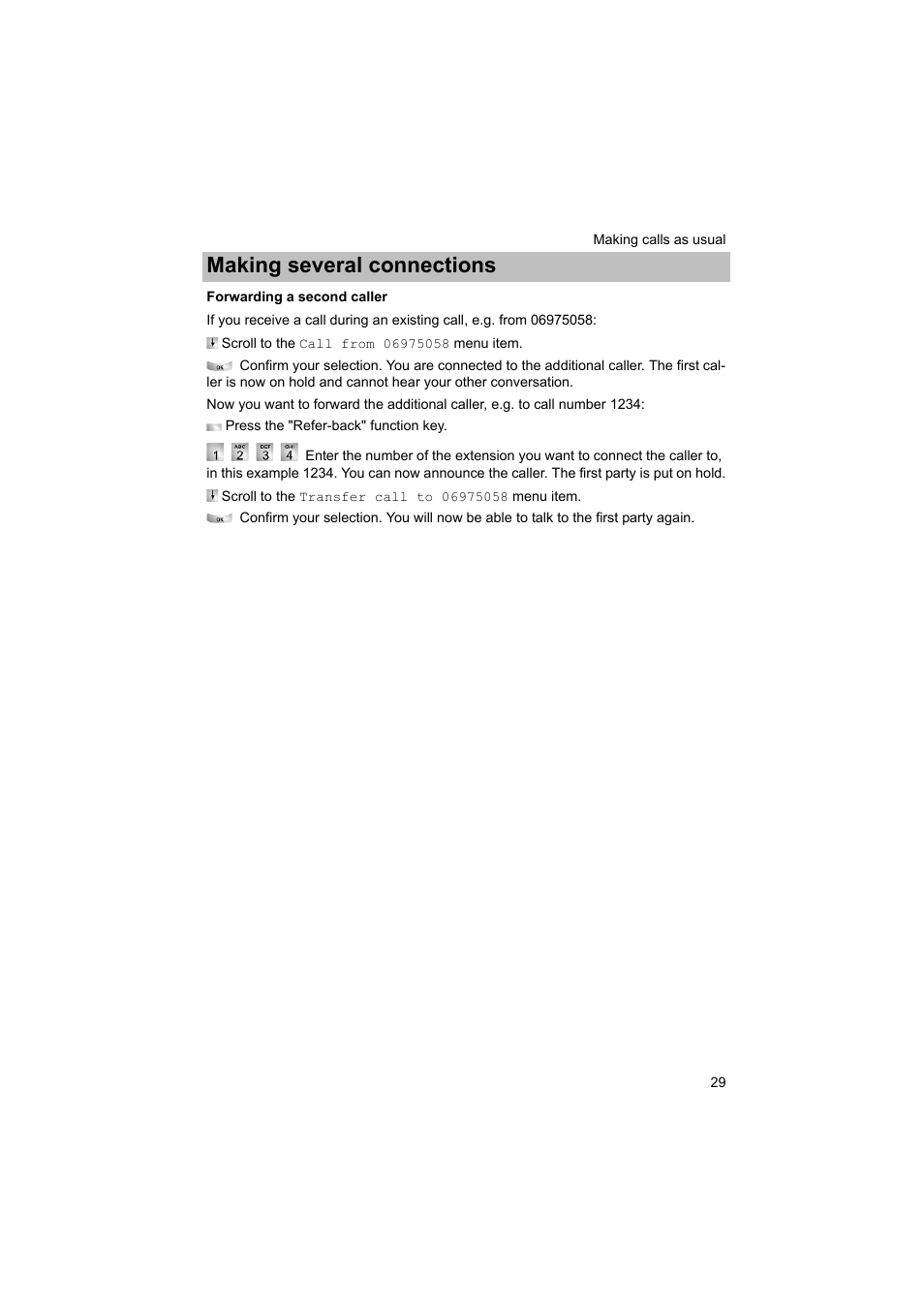 Forwarding a second caller, P. 29), Making several connections | Avaya T3 (IP) Comfort User Manual | Page 29 / 172