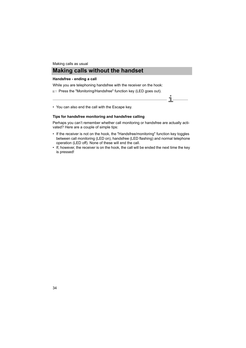 Handsfree - ending a call, P. 34), Making calls without the handset | Avaya T3 (IP) Comfort User Manual | Page 34 / 172