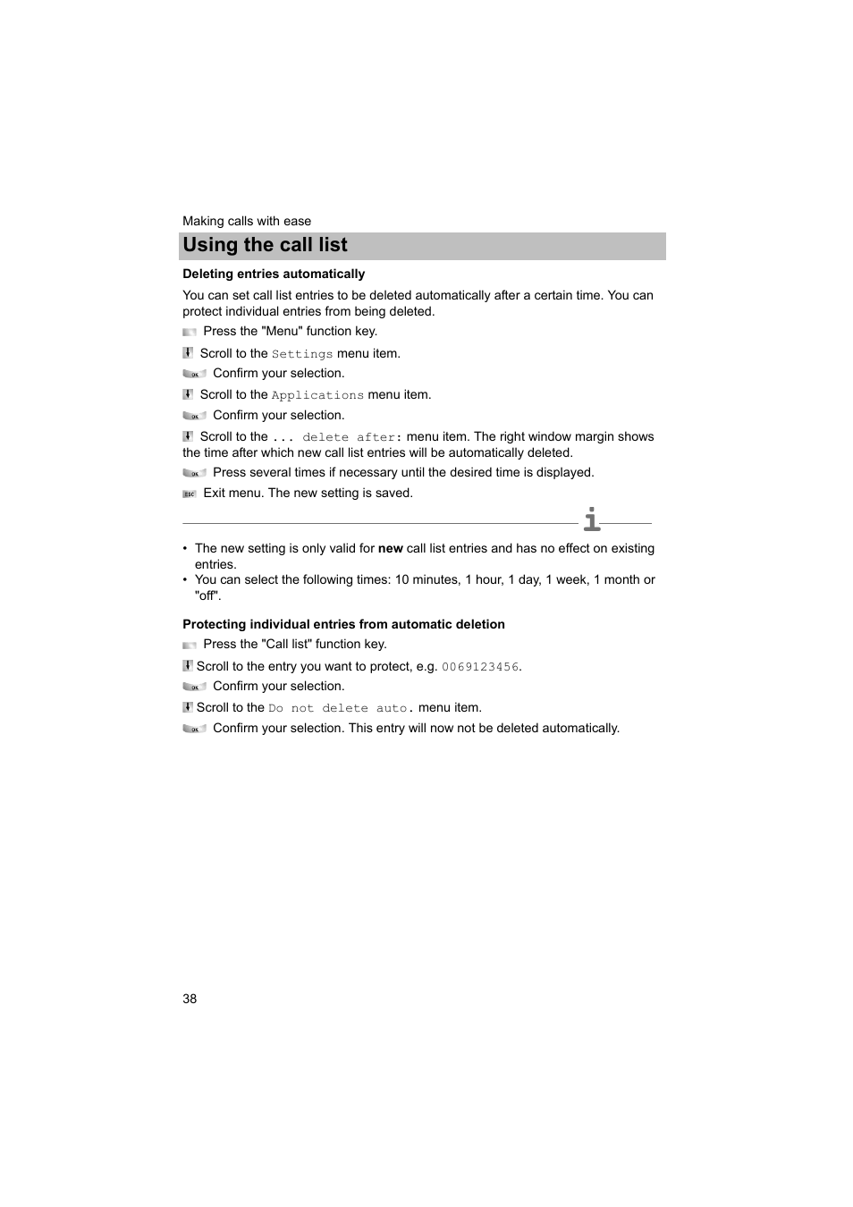 Deleting entries automatically, P. 38), Using the call list | Avaya T3 (IP) Comfort User Manual | Page 38 / 172