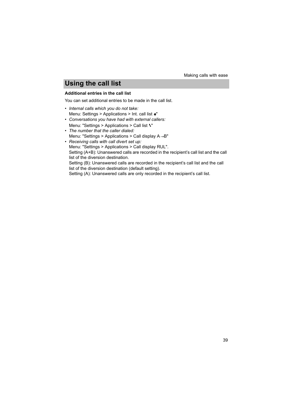 Additional entries in the call list, Ll list, P. 39) | Using the call list | Avaya T3 (IP) Comfort User Manual | Page 39 / 172