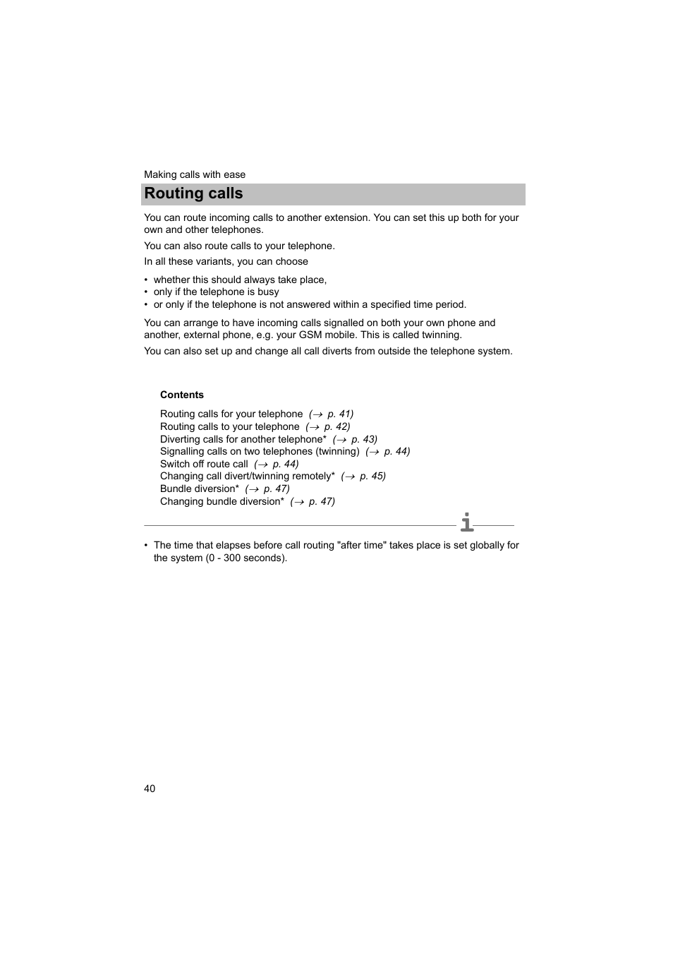 Routing calls | Avaya T3 (IP) Comfort User Manual | Page 40 / 172
