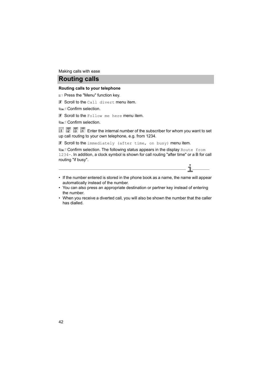 Routing calls to your telephone, P. 42), Routing calls | Avaya T3 (IP) Comfort User Manual | Page 42 / 172