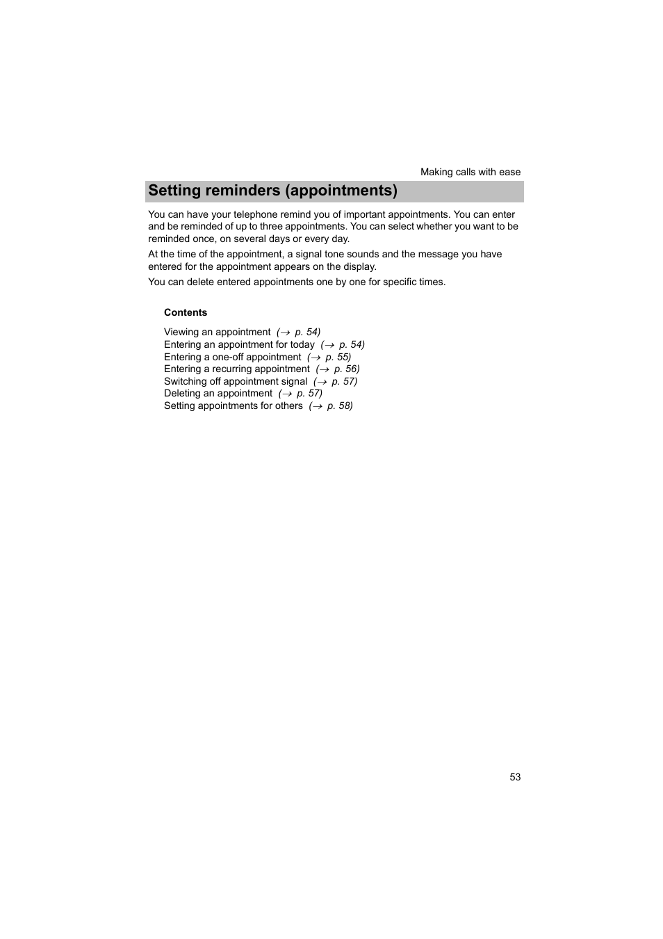 Setting reminders (appointments) | Avaya T3 (IP) Comfort User Manual | Page 53 / 172