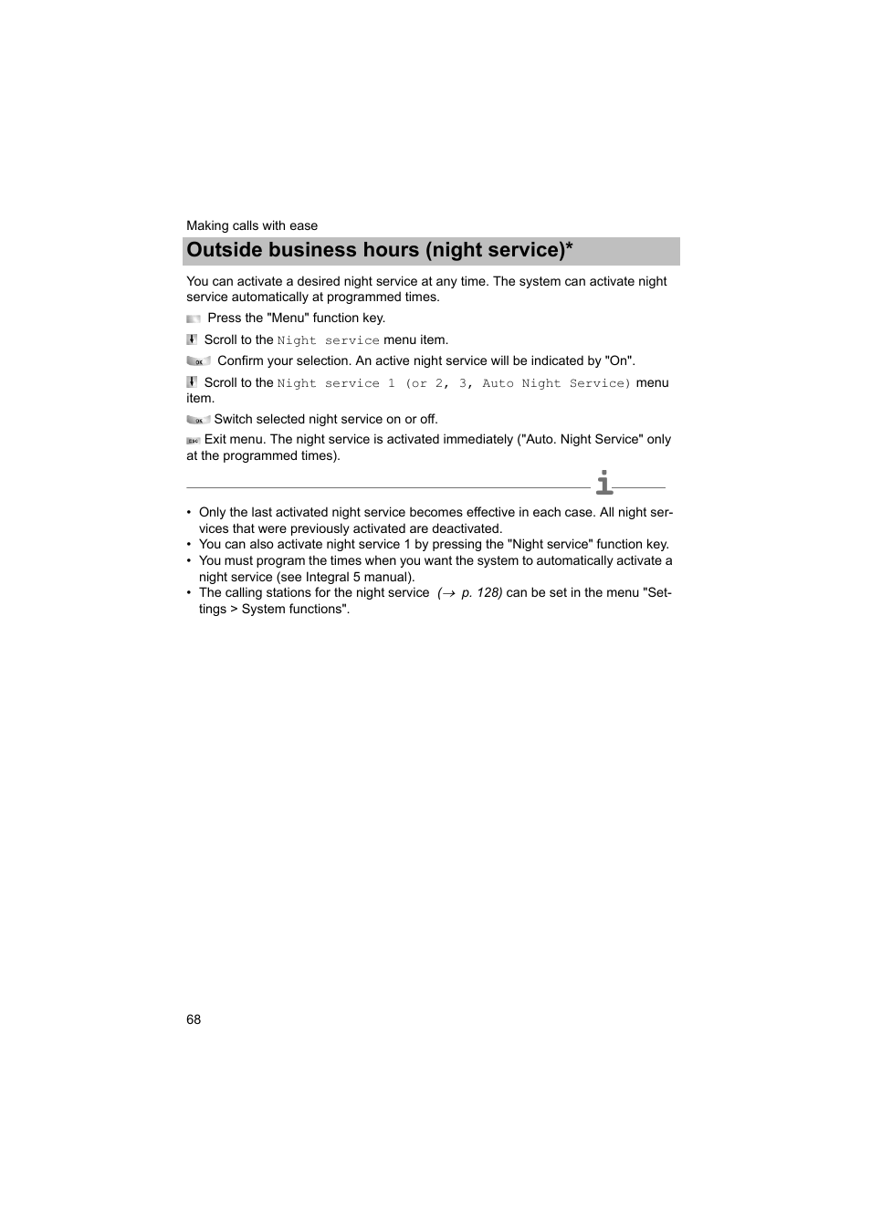 Outside business hours (night service) | Avaya T3 (IP) Comfort User Manual | Page 68 / 172