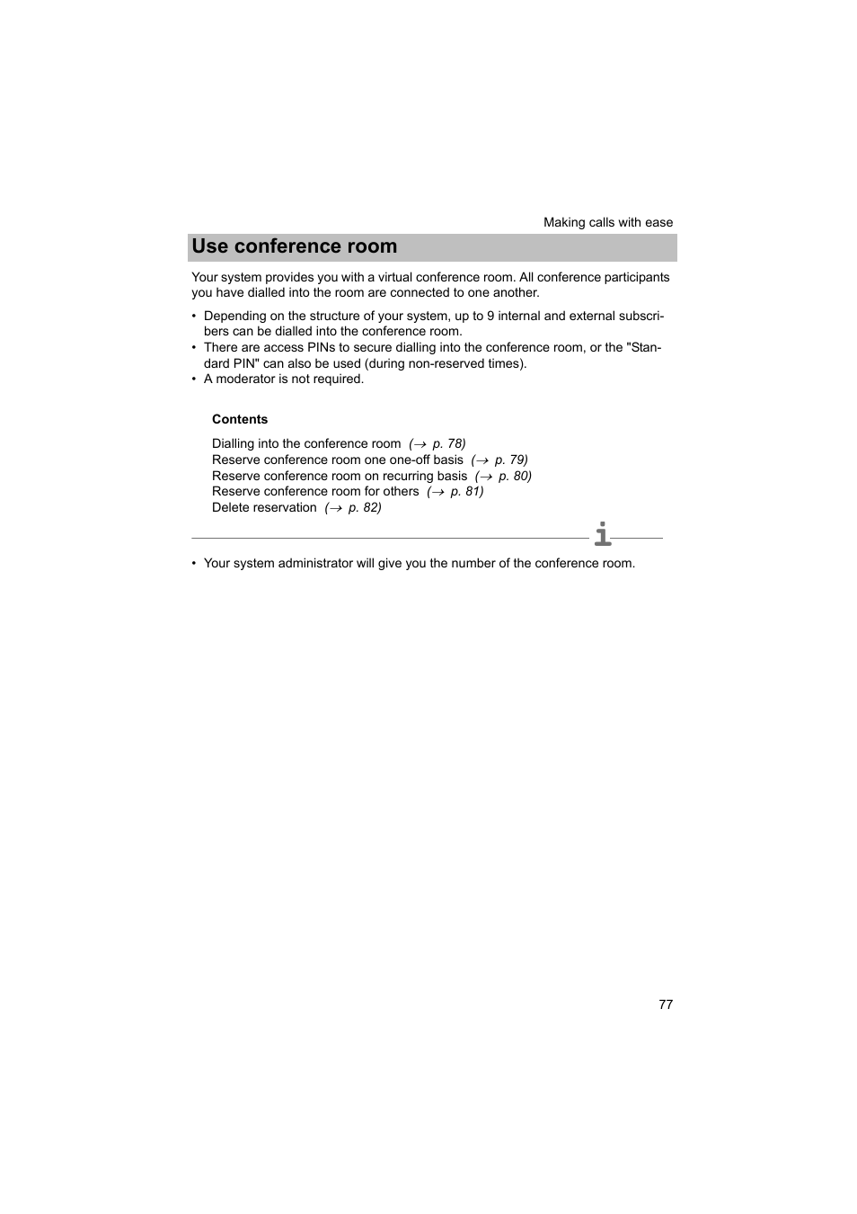 Use conference room, P. 77) | Avaya T3 (IP) Comfort User Manual | Page 77 / 172