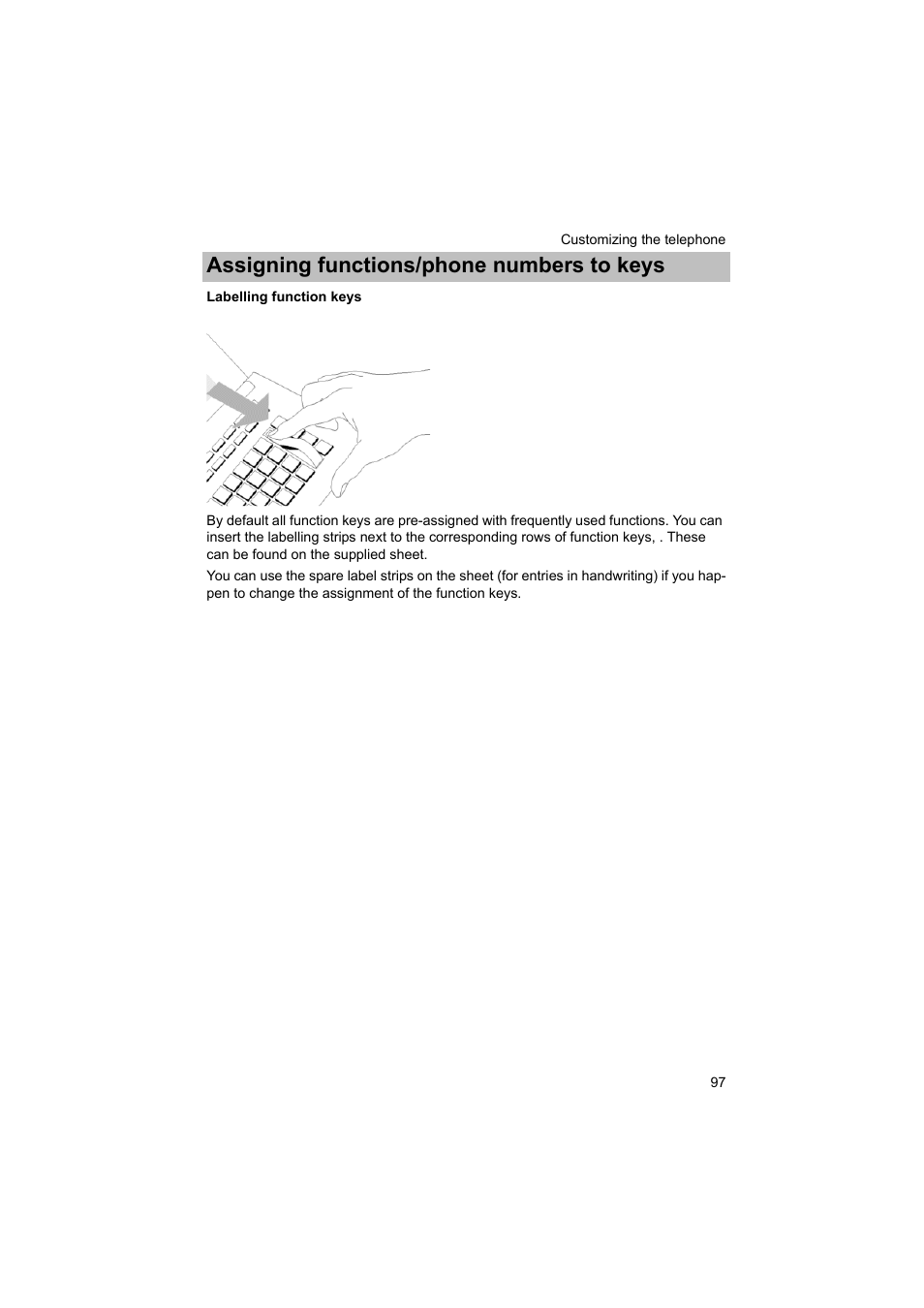 Labelling function keys, P. 97), Assigning functions/phone numbers to keys | Avaya T3 (IP) Comfort User Manual | Page 97 / 172