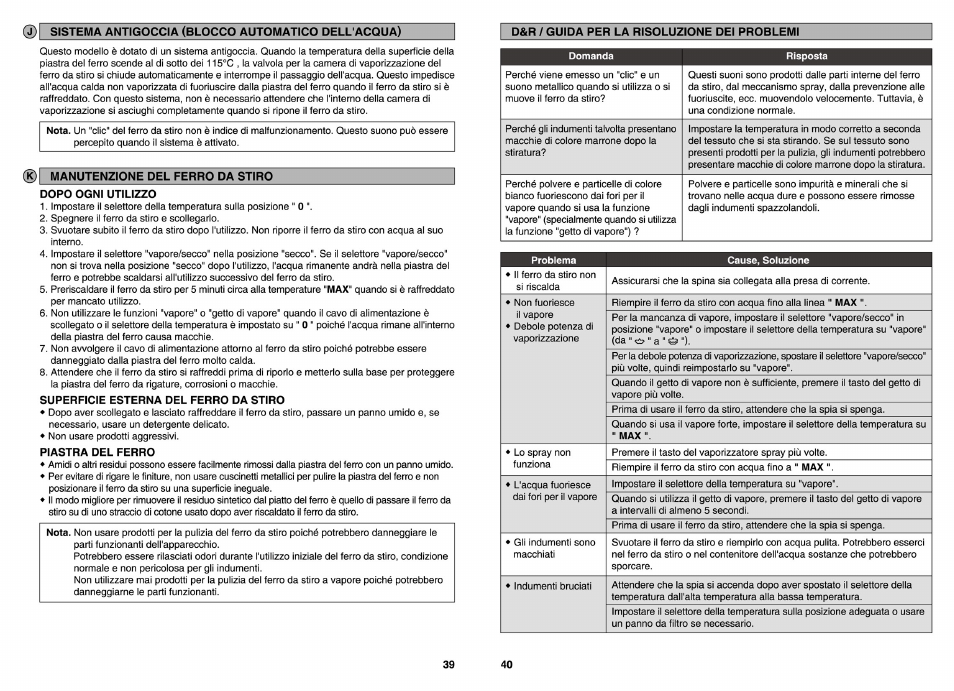 Dopo ogni utilizzo, Superficie esterna del ferro da stiro, Piastra del ferro | Panasonic NIW900CVXA User Manual | Page 22 / 28