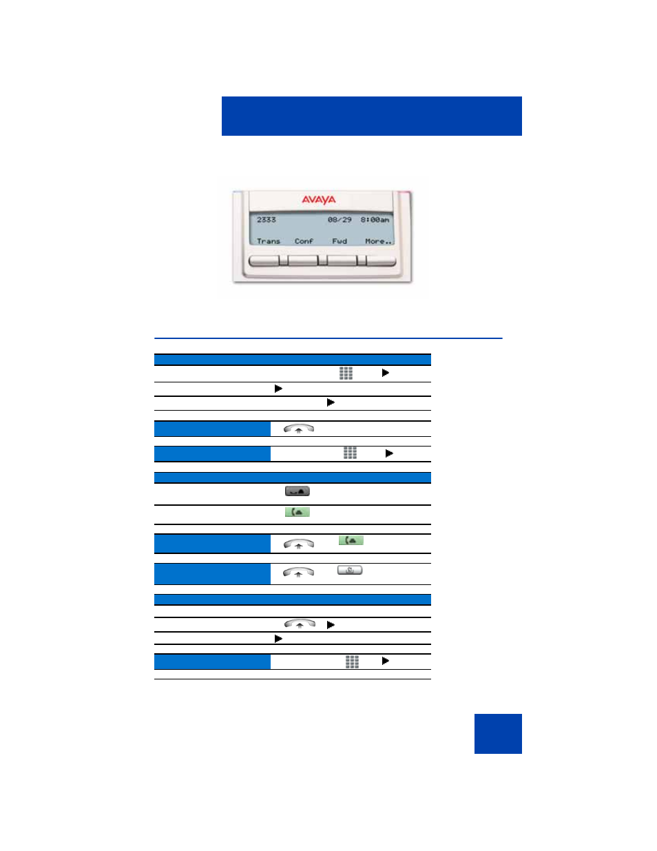 Quick reference, Feature operation | Avaya 1110 User Manual | Page 109 / 146