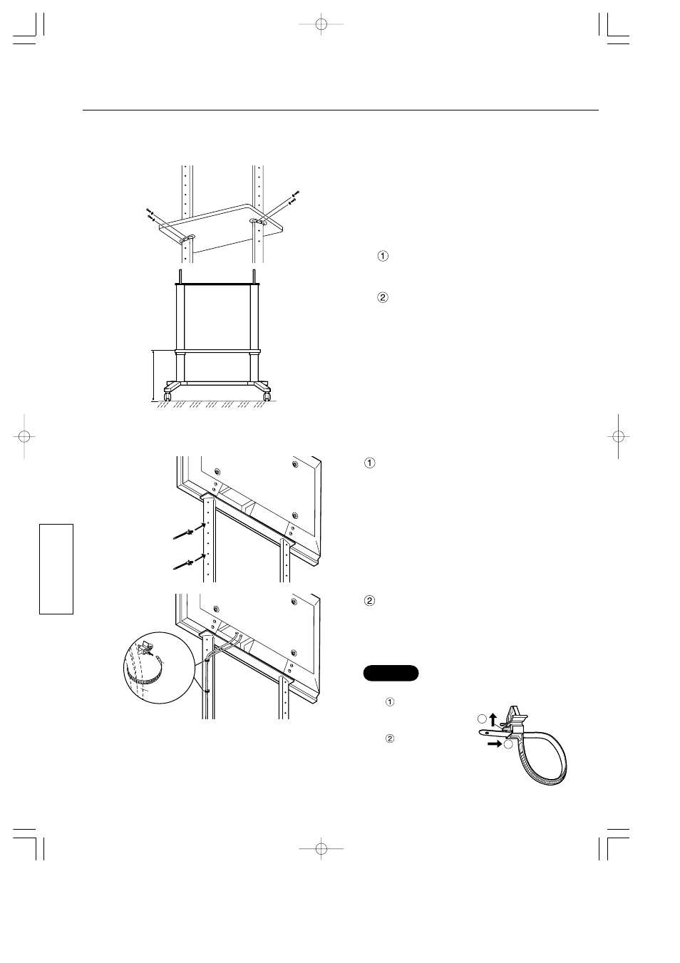 Procedimiento de instalación, Ajuste la altura del estante si fuera necesario, Organización del cableado | Panasonic TYST42PF3 User Manual | Page 36 / 50