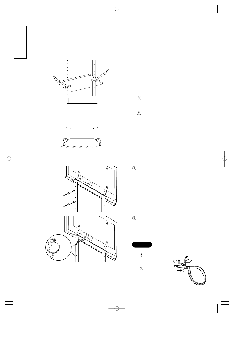 Installation procedure, Adjust the height of the shelf if required, Organising the wiring | English | Panasonic TYST42PF3 User Manual | Page 6 / 50