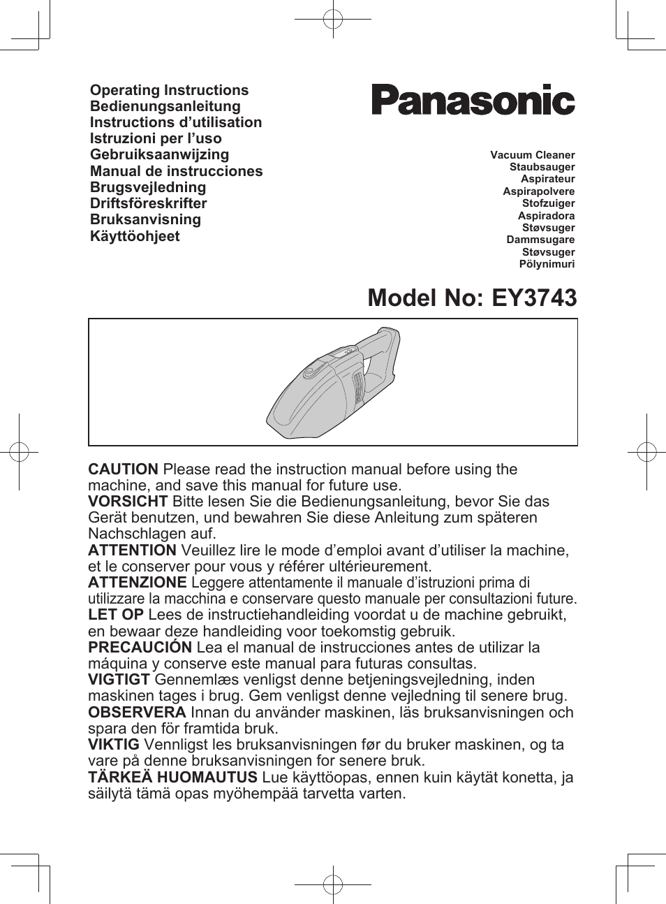 Panasonic EY3743 User Manual | 64 pages