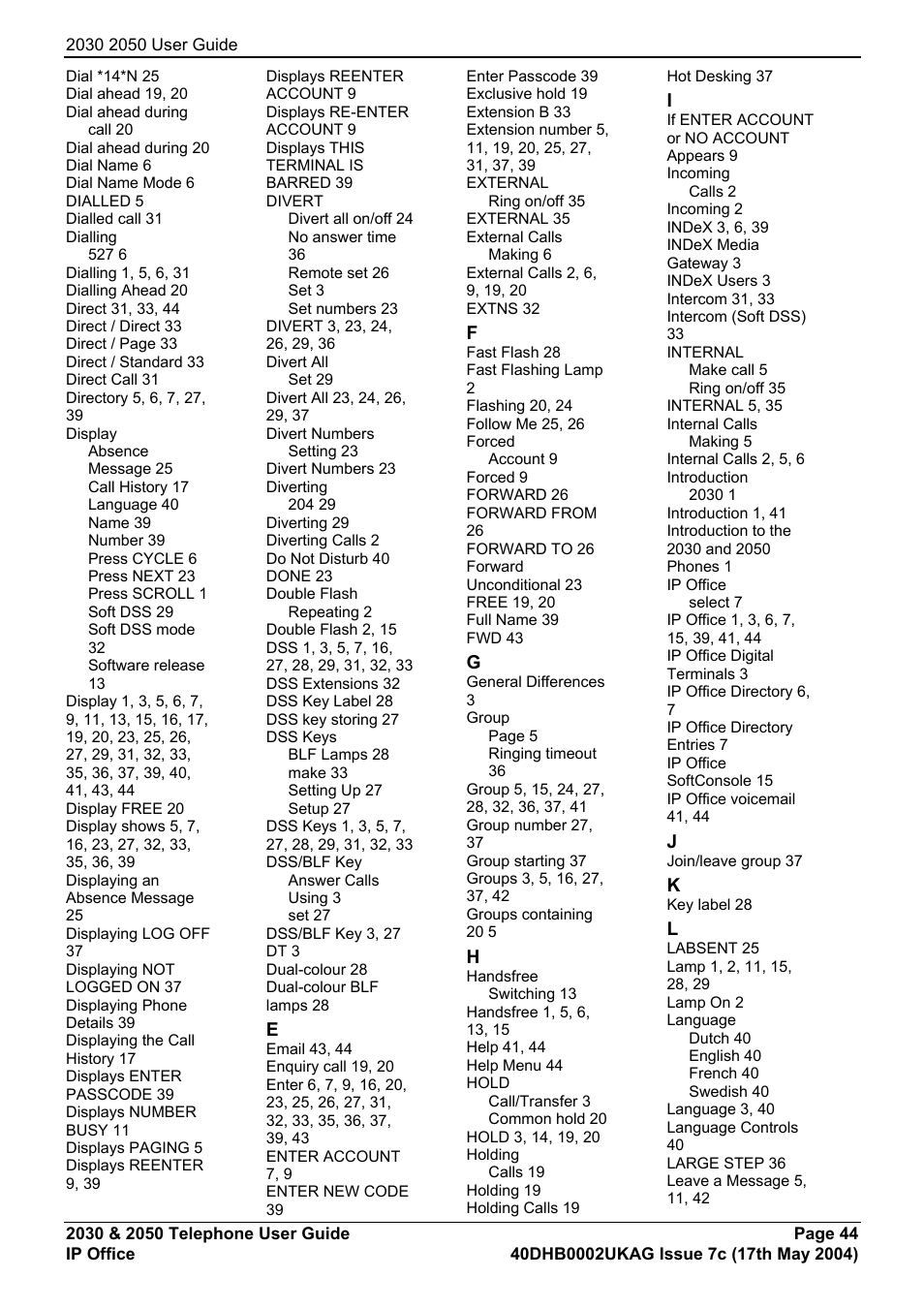 Avaya 2050 User Manual | Page 48 / 51