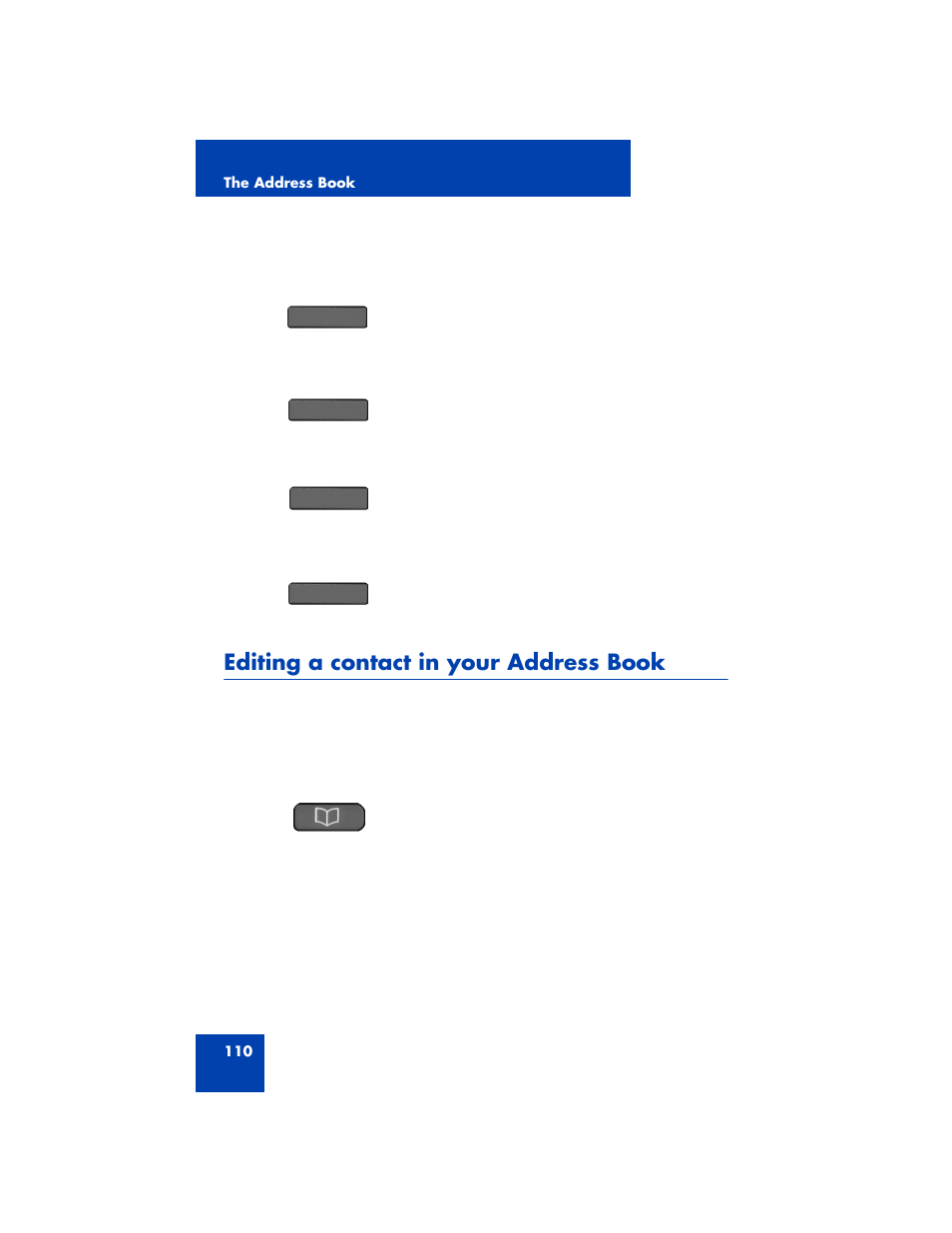 Editing a contact in your address book, Editing a | Avaya 1200 User Manual | Page 110 / 204