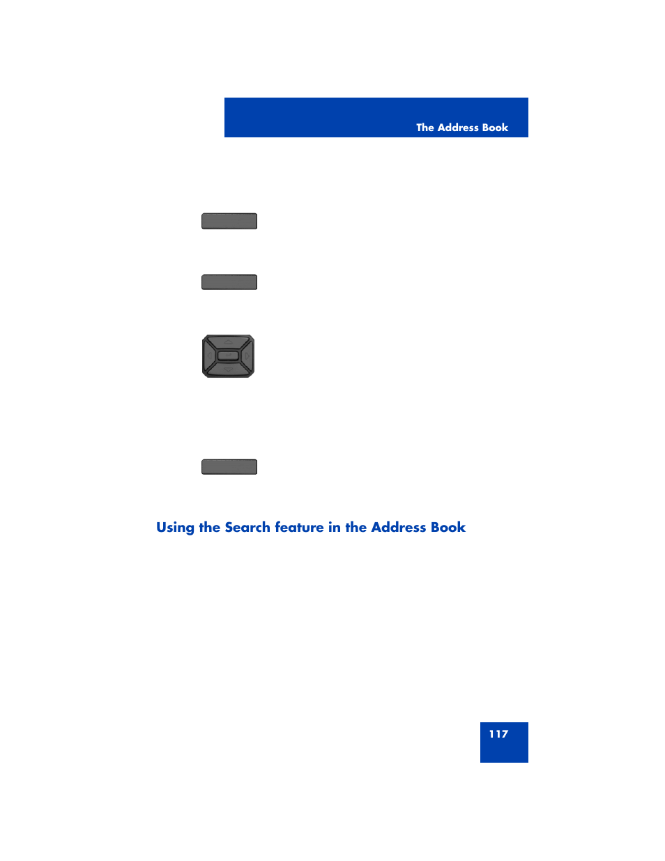 Using the search feature in the address book | Avaya 1200 User Manual | Page 117 / 204